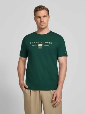 Zdjęcie produktu t-shirt o kroju regular fit z czystej bawełny Tommy Hilfiger Ciemnozielony
