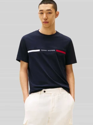 t-shirt o kroju regular fit z czystej bawełny Tommy Hilfiger Granatowy