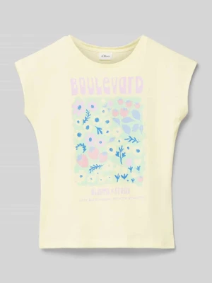 T-shirt o kroju regular fit z czystej bawełny z błyszczącym nadrukiem s.Oliver RED LABEL