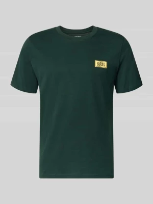 t-shirt o kroju regular fit z czystej bawełny z detal z logo Jack&Jones Ciemnozielony