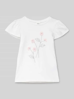 T-shirt o kroju regular fit z czystej bawełny z haftem z efektowną przędzą s.Oliver RED LABEL