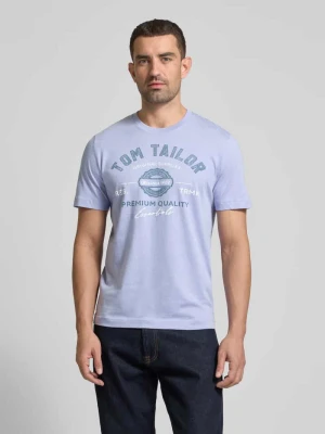 T-shirt o kroju regular fit z czystej bawełny z nadrukiem z logo Tom Tailor