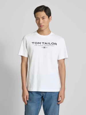 T-shirt o kroju regular fit z czystej bawełny z nadrukiem z logo Tom Tailor