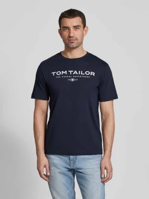 T-shirt o kroju regular fit z czystej bawełny z nadrukiem z logo Tom Tailor