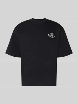 t-shirt o kroju regular fit z czystej bawełny z nadrukiem z tyłu REVIEW Czarny