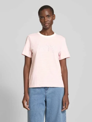 T-shirt o kroju regular fit z czystej bawełny z napisem z biżuteryjnych pereł s.Oliver RED LABEL