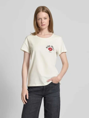 T-shirt o kroju regular fit z czystej bawełny z obszyciem kamieniami stras LIU JO SPORT