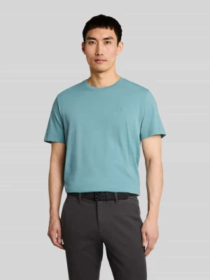 T-shirt o kroju regular fit z czystej bawełny z wyhaftowanym logo Tom Tailor Niebieski