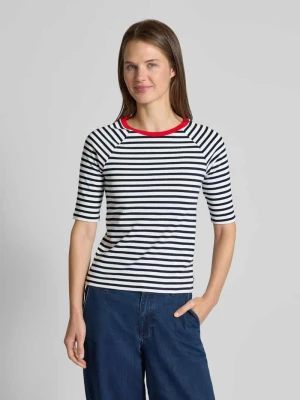 T-shirt o kroju regular fit z czystej bawełny ze wzorem w paski Tom Tailor Denim