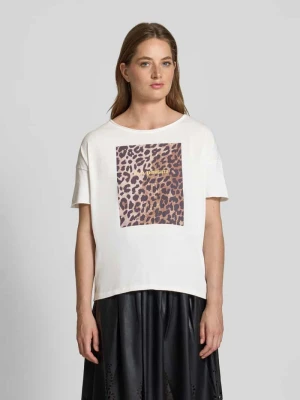 T-shirt o kroju regular fit z czystej bawełny ze zwierzęcym nadrukiem Oui