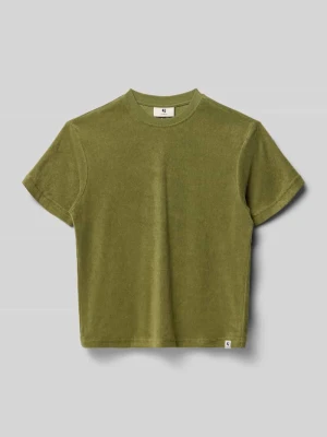 T-shirt o kroju regular fit z detalem z logo Garcia Khaki