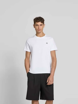 T-shirt o kroju regular fit z detalem z logo Moose Knuckles Biały