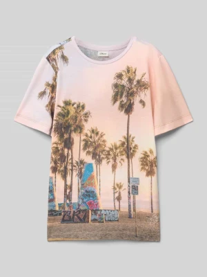 T-shirt o kroju regular fit z dodatkiem bawełny s.Oliver RED LABEL