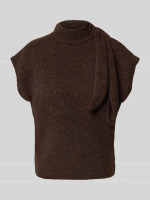 t-shirt o kroju regular fit z dodatkiem wełny model 'Cassi' Topshop Czekoladowy