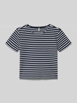 t-shirt o kroju regular fit z dodatkiem wiskozy model 'NELLA STRIPED' Only