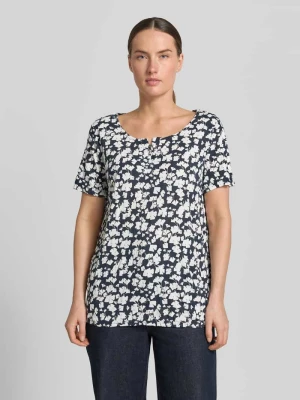 T-shirt o kroju regular fit z domieszką wiskozy Tom Tailor Ciemnoniebieski