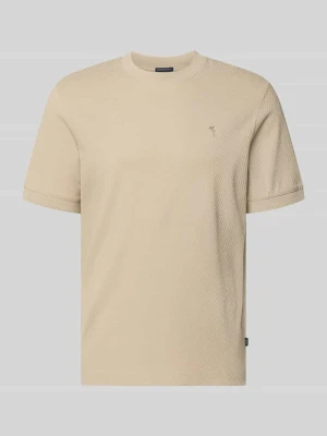 t-shirt o kroju regular fit z fakturowanym wzorem model 'Tangur' JOOP! Beżowy