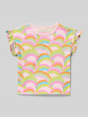 T-shirt o kroju regular fit z falbankami BLUE SEVEN Różowy