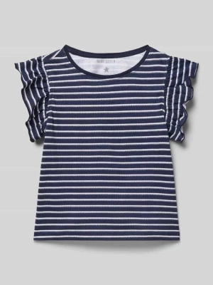 T-shirt o kroju regular fit z falbankami BLUE SEVEN