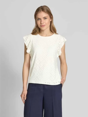 T-shirt o kroju regular fit z haftem angielskim model ‘TASSA’ Vero Moda