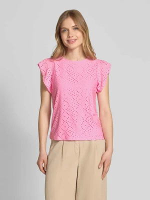 T-shirt o kroju regular fit z haftem angielskim model ‘TASSA’ Vero Moda