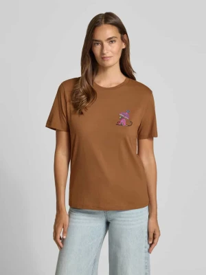 męski t-shirt o kroju regular fit z mieszanki bawełny Jake*s Czekoladowy
