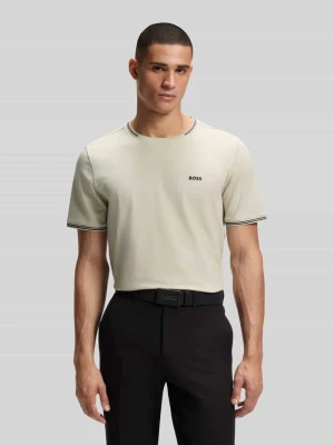 t-shirt o kroju regular fit z mieszanka bawełny model 'TAUL Boss Beżowy