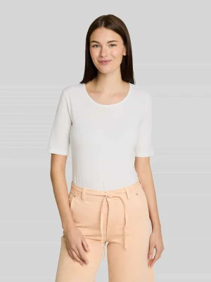 t-shirt o kroju regular fit z mieszanka bawełny Tom Tailor Biały