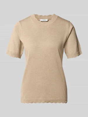 t-shirt o kroju regular fit z mieszanka wiskozy model 'Morla' B.Young Beżowy