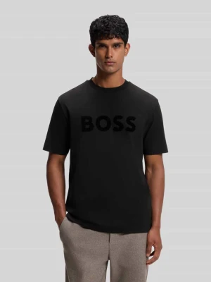t-shirt o kroju regular fit z mieszanki bawełny Boss Czarny