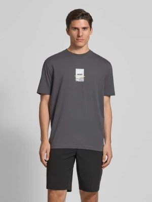 T-shirt o kroju regular fit z mieszanki bawełny Boss Ciemnoszary