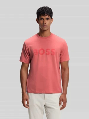 t-shirt o kroju regular fit z mieszanki bawełny Boss Mocnoróżowy