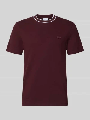 t-shirt o kroju regular fit z mieszanki bawełny Lacoste Ciemnoczerwony