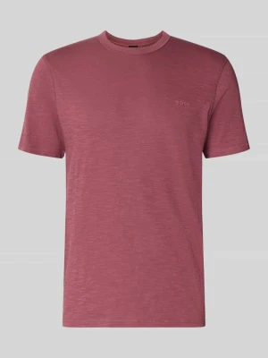 t-shirt o kroju regular fit z mieszanki bawełny model 'Tegood' Boss Bordowy