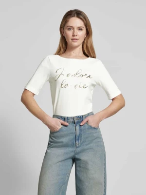 T-shirt o kroju regular fit z mieszanki bawełny z cekinowym napisem s.Oliver BLACK LABEL