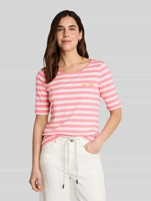 t-shirt o kroju regular fit z mieszanki bawełny z haftem Tom Tailor