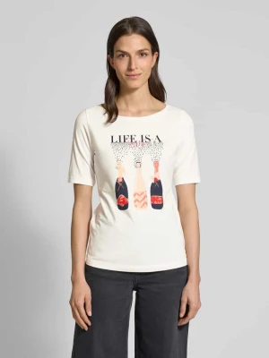 T-shirt o kroju regular fit z mieszanki bawełny z kamieniami szlachetnymi s.Oliver BLACK LABEL