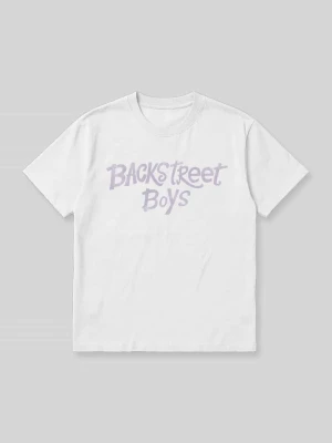 t-shirt o kroju regular fit z nadrukiem Backstreet Boys Mister Tee Biały