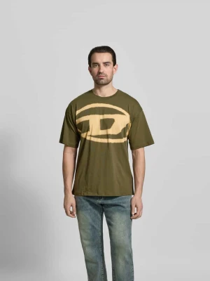T-shirt o kroju regular fit z nadrukiem z logo Diesel Khaki