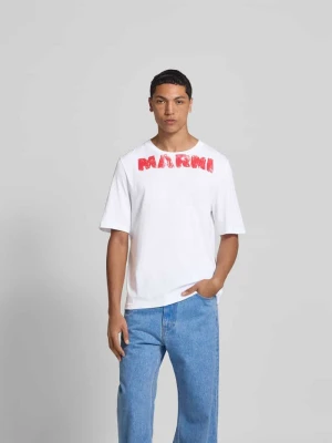 T-shirt o kroju regular fit z nadrukiem z logo Marni Biały