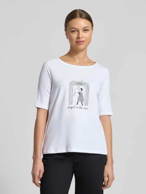 T-shirt o kroju regular fit z obszyciem z kamieni stras model 'Januar' MORE & MORE