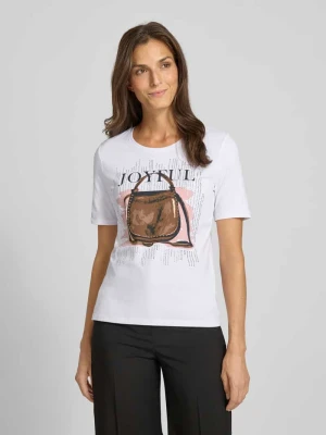 T-shirt o kroju regular fit z obszyciem kamieniami stras model ‘Juli’ Betty Barclay