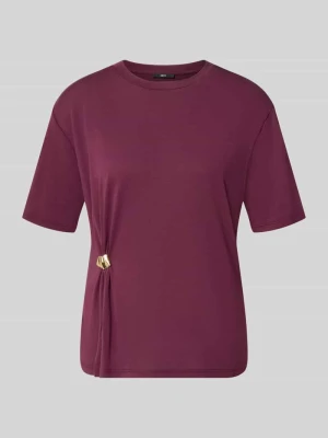 t-shirt o kroju regular fit z ozdobnym obszyciem Zero Bordowy