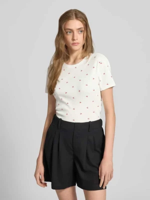 T-shirt o kroju regular fit z prążkowaniem model ‘FENJA LIFE’ Only