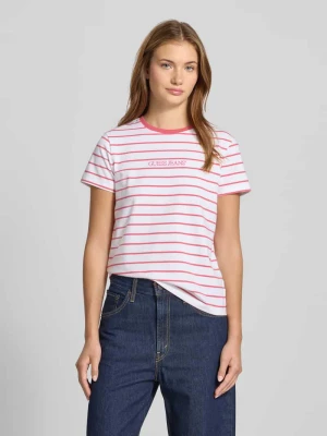 T-shirt o kroju regular fit z wyhaftowanym logo Guess Jeans