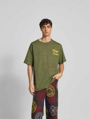 T-shirt o kroju regular fit z wyhaftowanym logo Kenzo Khaki