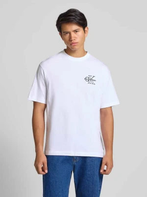 T-shirt o kroju regular fit z wyhaftowanym logo model ‘Micro’ Calvin Klein Jeans