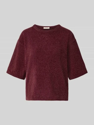 t-shirt o kroju relaxed fit w imitacji dzianiny model 'Tempo' Freequent Bordowy