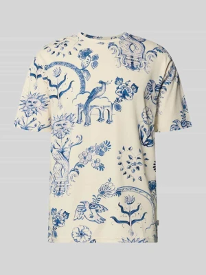 t-shirt o kroju relaxed fit we wzorze na całej powierzchni Scotch & Soda Piaskowy