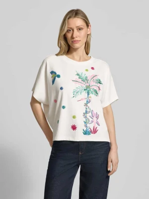 T-shirt o kroju relaxed fit z cekinami milano italy